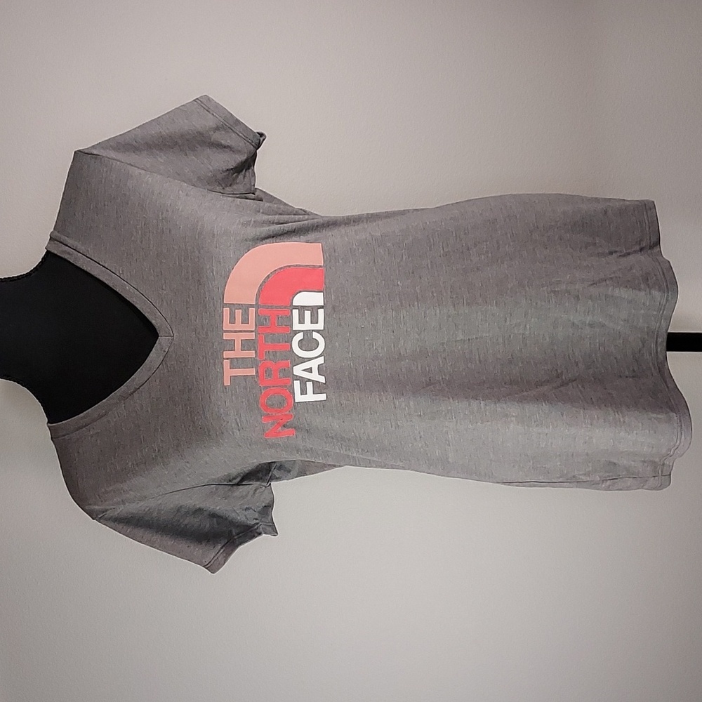 The North Face Medium Mtn Culture Halfdome Logo Lt. Grey V-Neck Slim Fit Tee Med